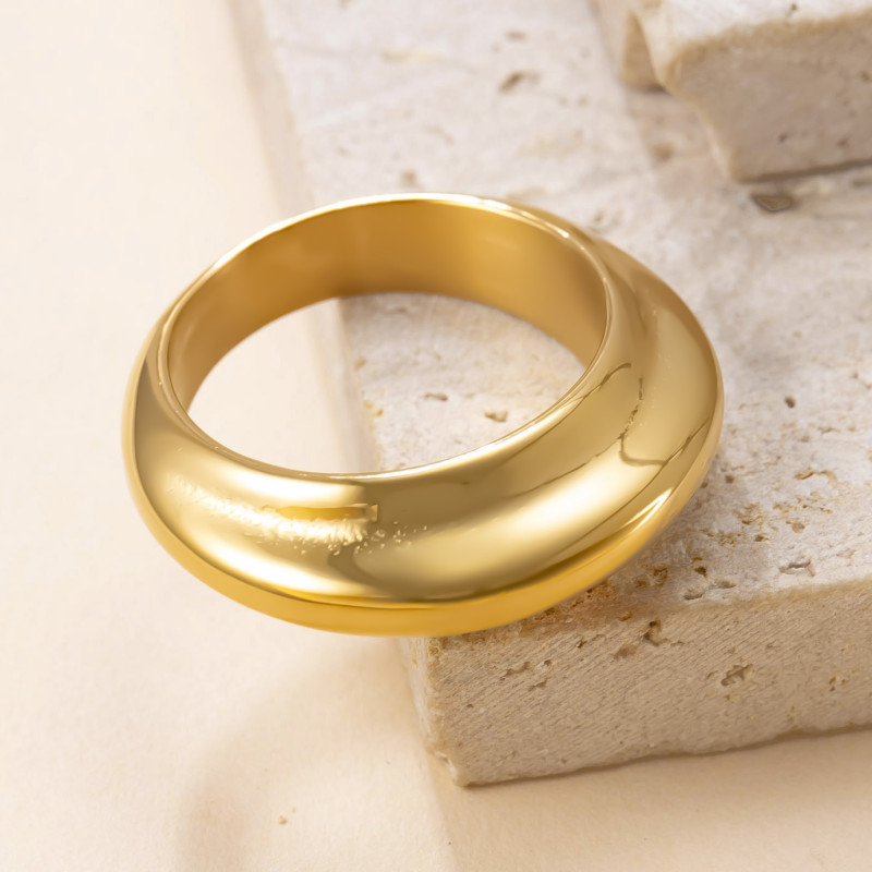 European and American Cross-Border Stainless Steel Jewelry Light Luxury High-End Casting Geometric Ring 18K Gold Plated Titanium Steel Ring
