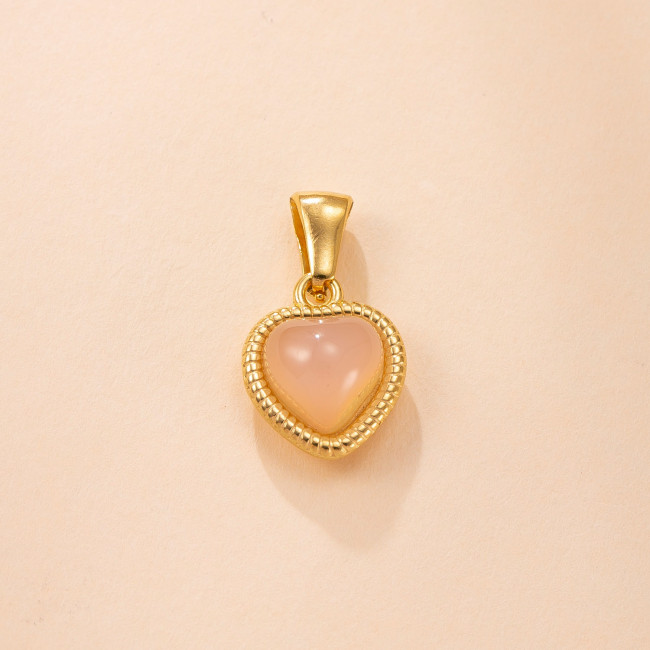 Single Pendant Amazon Hot-Selling Stainless Steel Jewelry Retro High-End Feel Inlaid with Natural Stone Stainless Steel Necklace Accessories