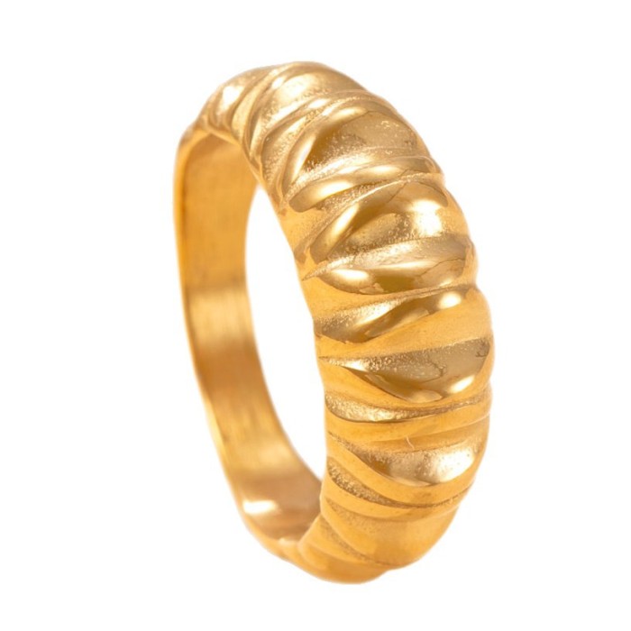Amazon New Stainless Steel Ring Cast Twist Index Finger Ring Light Luxury Retro Titanium Steel Hand Jewelry Factory D...