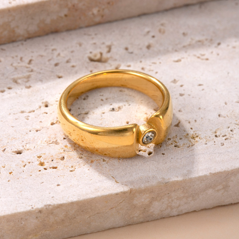 Cross-Border Hot-Selling Fashion Stainless Steel Jewelry Simple High-End Couple Rings Micro-Paved Diamond Titanium Steel Rings Wholesale Factory