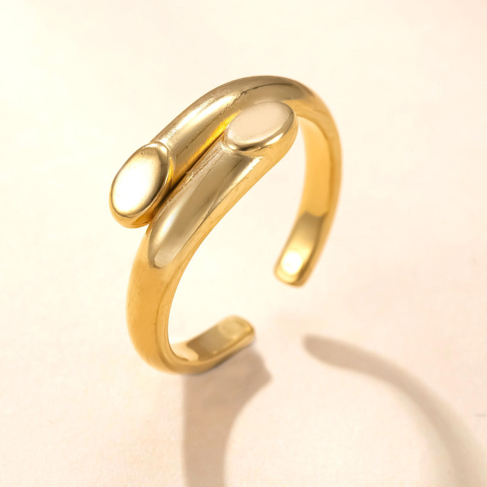 New Titanium Steel Jewelry Light Luxury Design Sense 18K Gold Plated Ring Casting Three-Layer Open Stainless Steel Ring