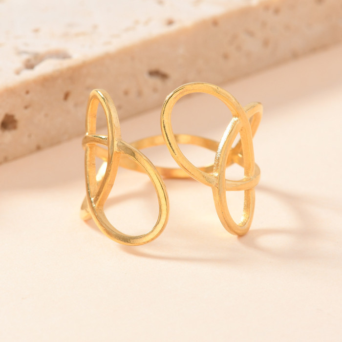 Hot Selling Titanium Steel Ring for Women, Niche Hydraulic Hollow Open Ring, Fashion Design Couple Stainless Steel Je...