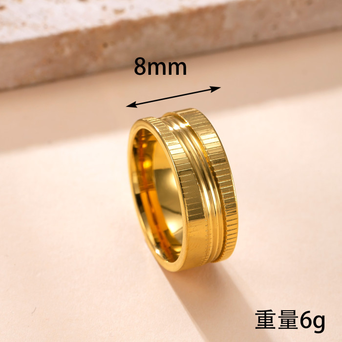 New Titanium Steel Ring High-End Gear Texture Ring Wealthy Index Finger Ring Personalized Hand Jewelry