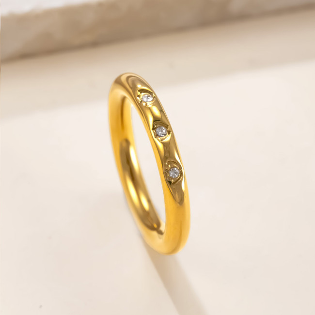 Cross-Border Titanium Steel Jewelry 4mm Three-Diamond Couple Rings Ins Style Simple Stainless Steel Rings Geometric Couple Rings