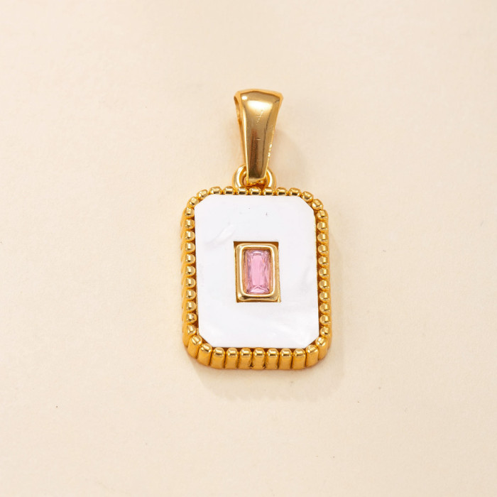 Single Pendant Hot Selling Stainless Steel Jewelry 18K Gold Plated Fashion Pendant Geometric Inlaid White Shell Neckl...
