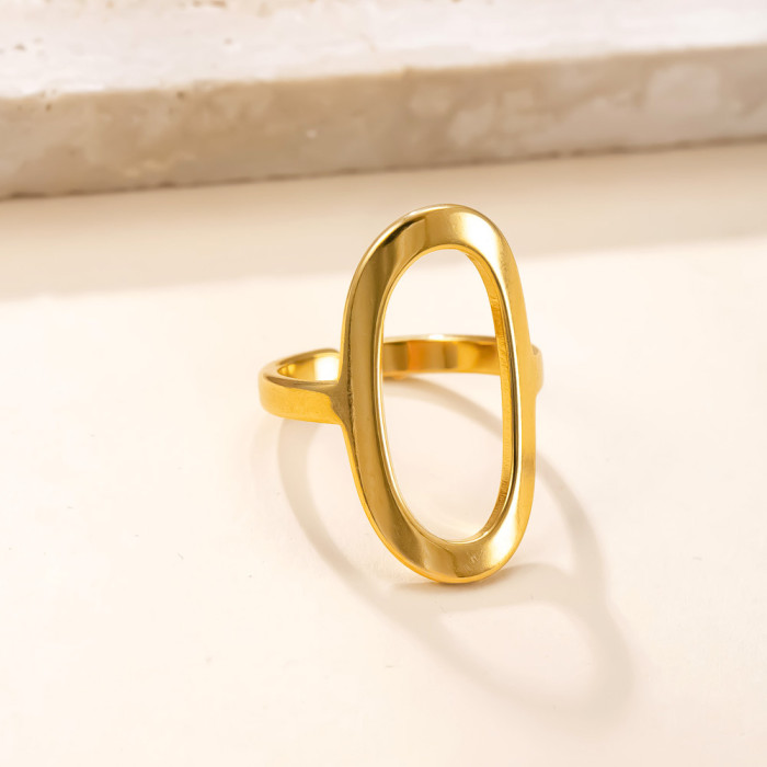 Hot Sale Stainless Steel Ring for Women Hydraulic O-Type Open Ring 18K Gold Plated Simple Titanium Steel Jewelry Fact...