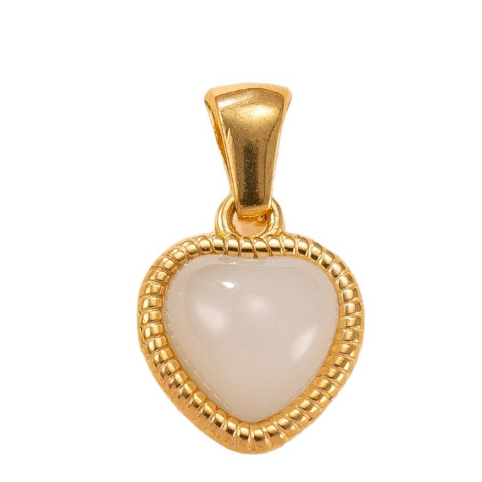 Single Pendant Amazon Hot-Selling Stainless Steel Jewelry Retro High-End Feel Inlaid with Natural Stone Stainless Steel Necklace Accessories