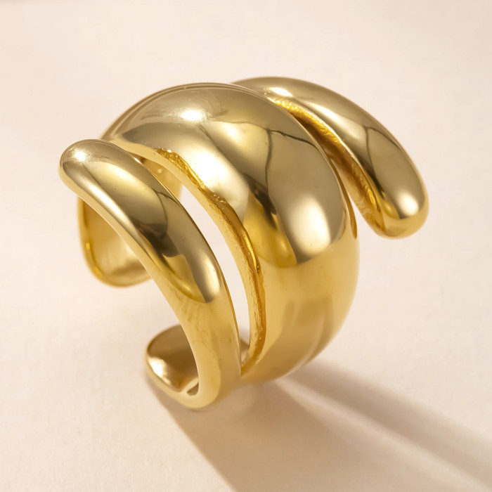 European and American Cross-Border Titanium Steel Jewelry Irregular Smooth Cross Open Ring for Women Light Luxury High-End Stainless Steel Ring