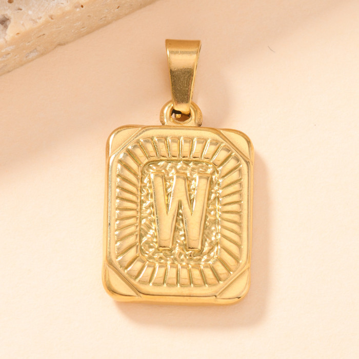 Single Pendant Hot Style Stainless Steel Pendant Casting Square Plate 26 English Letters Necklace Pendant DIY Accesso...