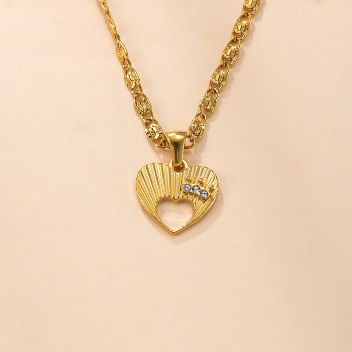Single Pendant Cross-Border Stainless Steel Casting Jewelry Heart Micro Inlaid Diamond Necklace Elegant Light Luxury DIY Jewelry Accessories