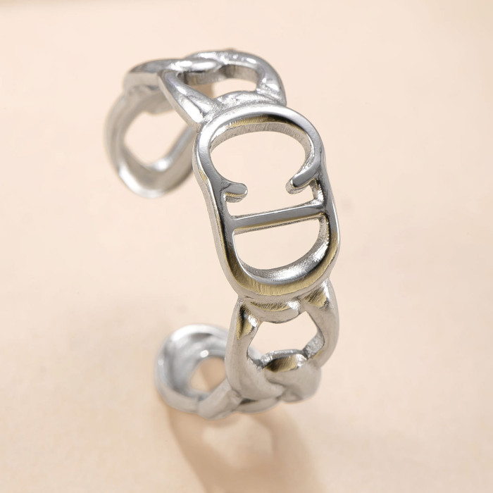 Couple Rings Oil Pressure Hollow Open Titanium Steel Rings Non-Fading Fashion Simple Stainless Steel Jewelry