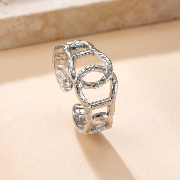 Titanium Steel Jewelry Oil Pressure Hollow Cross Ring for Women, Niche Design Titanium Steel Non-Fading Ring