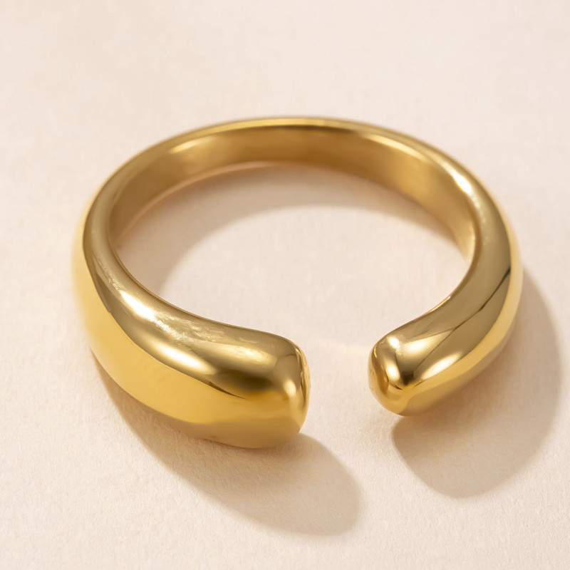 Cross-Border New Titanium Steel Jewelry Simple Versatile Index Finger Ring 18K Gold Plated Double-Headed Open Stainless Steel Ring Factory