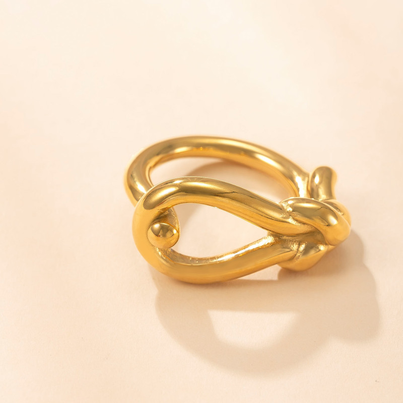 European and American Cross-Border Titanium Steel Jewelry Casting Knotted Hollow Ring for Women, Niche Design, Personalized Stackable Ring, Wholesale Factory