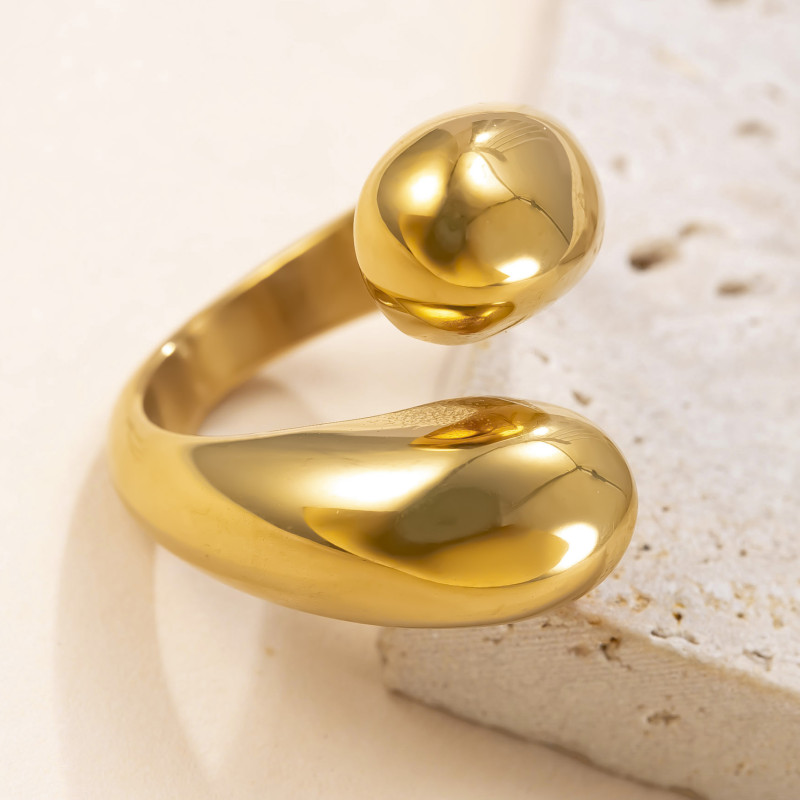 Cross-Border Amazon Titanium Steel Ring Smooth Geometric Open Ring Simple Versatile 18K Gold Plated Stainless Steel Jewelry