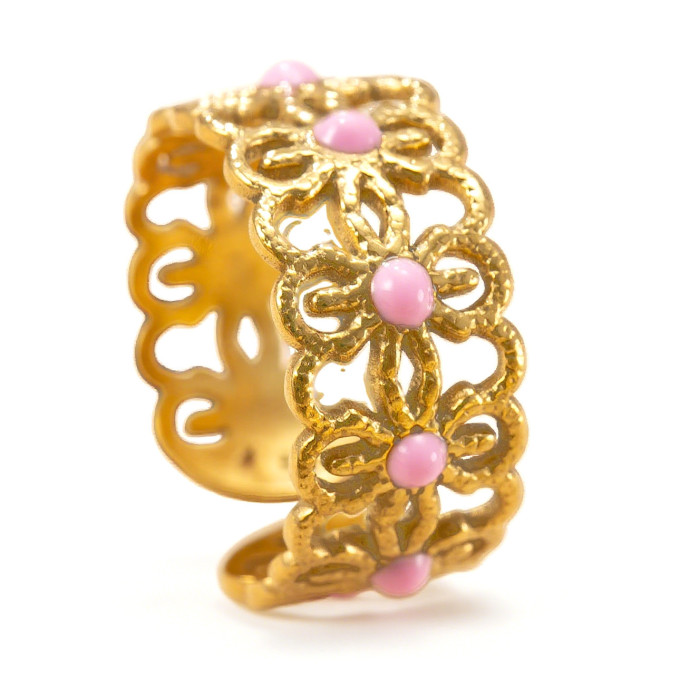 Cross-Border New Product Stainless Steel Ring with Colorful Oil Sun Open Ring Dopamine Design Titanium Steel Jewelry Factory
