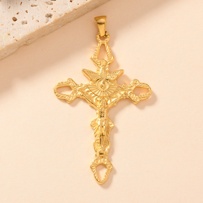 Single Pendant Stainless Steel Cross Pendant Vintage Geometric Necklace Pendant 18K Gold Plated Accessories