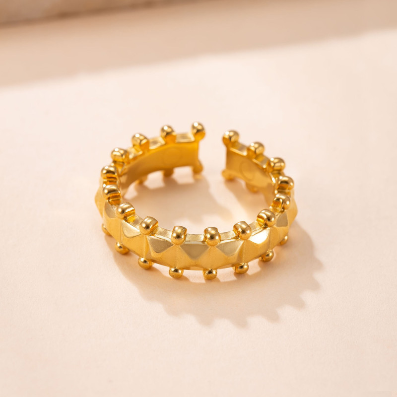 Cross-Border Hot Selling Stainless Steel Jewelry Fashion Design Titanium Steel Ring Casting Diamond-Shaped Multi-Faceted Open Ring Manufacturer
