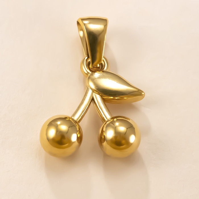 Single Pendant European and American Fashion Stainless Steel Jewelry Colorful Oil Drop Three-Dimensional Cherry Pendant DIY Accessories Wholesale