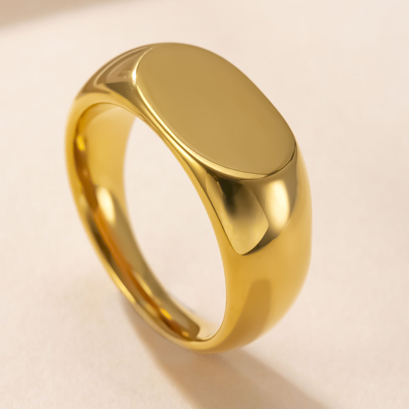 Cross-Border Hot Selling Titanium Steel Ring Casting Oval Smooth Couple Rings High-End Simple Stainless Steel Jewelry Manufacturer