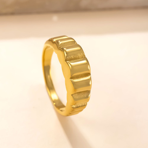 European and American Fashion Stainless Steel Ring Simple Minimalist Gear Ring Geometric Open Index Finger Ring Striped Hand Jewelry