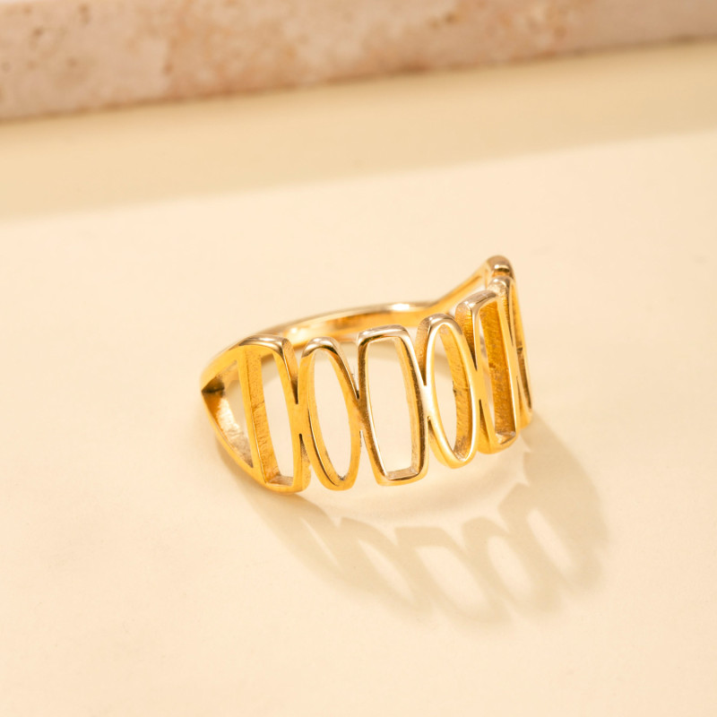 Cross-Border New Product Stainless Steel Ring for Women, Niche Design, Minimalist Style Index Finger Ring, Cut Geometric Stainless Steel Jewelry Factory