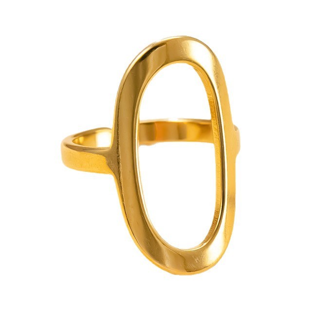 Hot Sale Stainless Steel Ring for Women Hydraulic O-Type Open Ring 18K Gold Plated Simple Titanium Steel Jewelry Fact...
