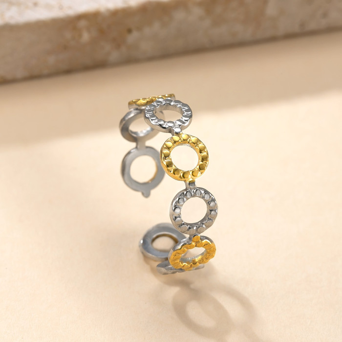 Cross-Border Exclusive Stainless Steel Ring Hydraulic Gold Line Ring for Women Niche Design Titanium Steel Non-Fading Jewelry Factory