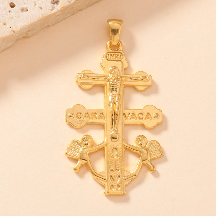 Single Pendant Stainless Steel Cross Pendant Vintage Geometric Necklace Pendant 18K Gold Plated Accessories