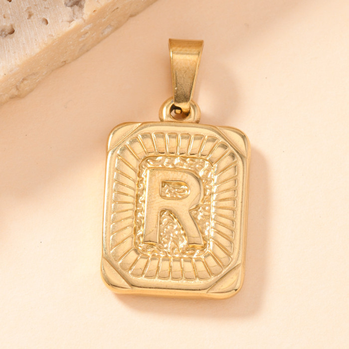 Single Pendant Hot Style Stainless Steel Pendant Casting Square Plate 26 English Letters Necklace Pendant DIY Accesso...