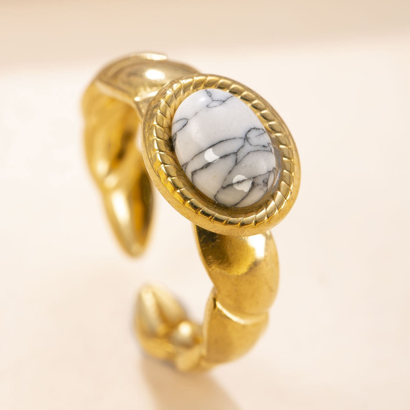 Cross-Border Stainless Steel Jewelry Light Luxury High-End Open Ring Hydraulic Oval Cat's Eye Stone Titanium Steel Ring Wholesale Factory