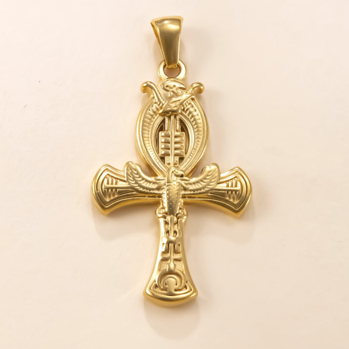 Single Pendant Stainless Steel Cross Pendant Vintage Geometric Necklace Pendant 18K Gold Plated Accessories