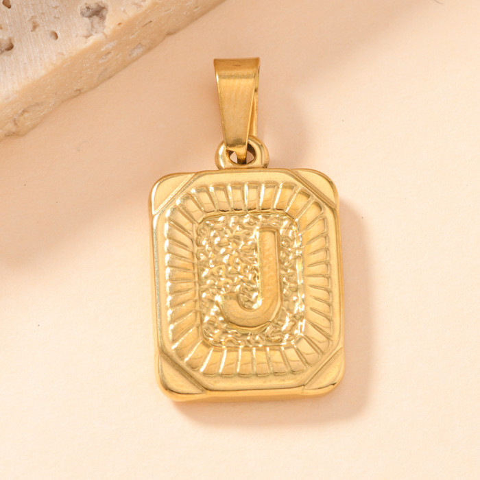 Single Pendant Hot Style Stainless Steel Pendant Casting Square Plate 26 English Letters Necklace Pendant DIY Accesso...