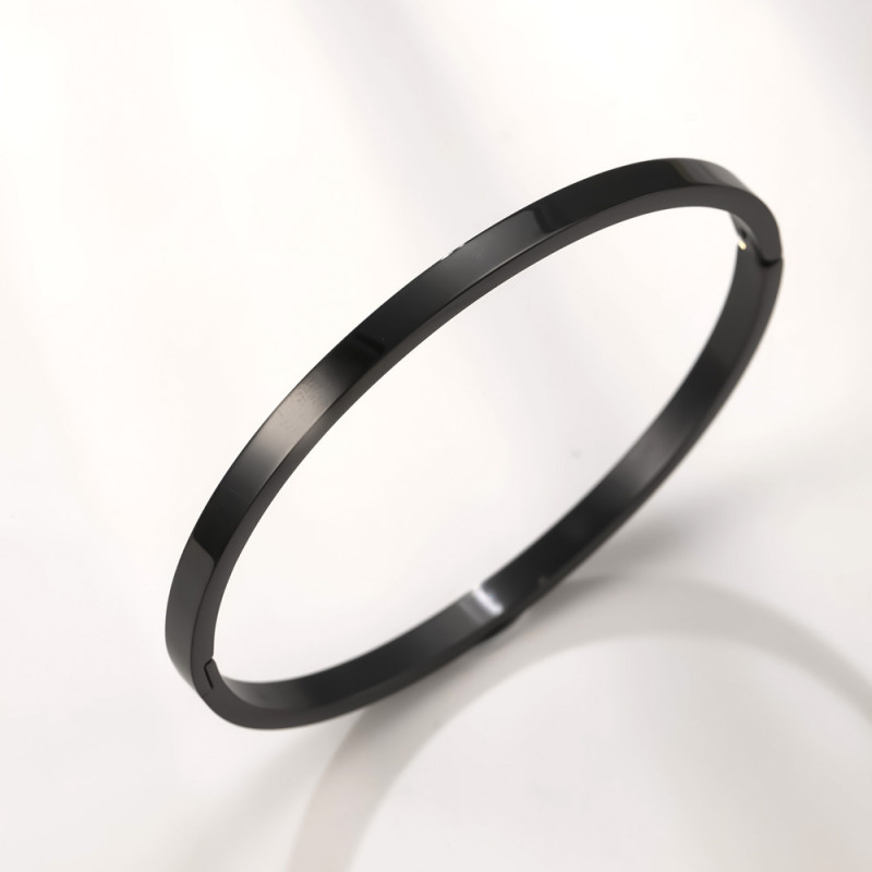 Cross-Border Hot-Selling Stainless Steel Bracelet 4mm Smooth Plain Ring Buckle Bracelet Simple 18k Gold Plated Titanium Steel Jewelry Wholesale