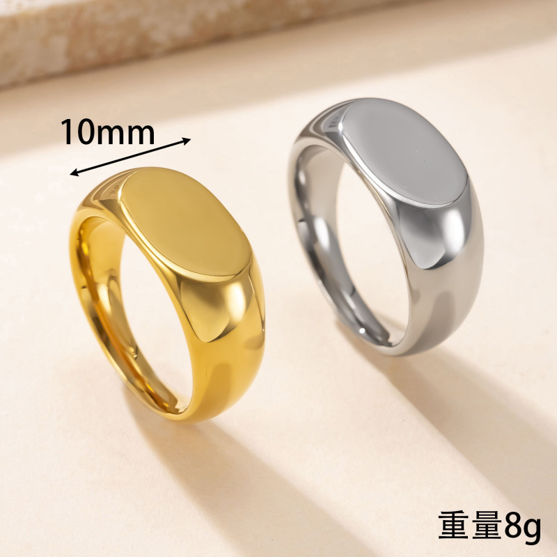 Cross-Border Hot Selling Titanium Steel Ring Casting Oval Smooth Couple Rings High-End Simple Stainless Steel Jewelry Manufacturer