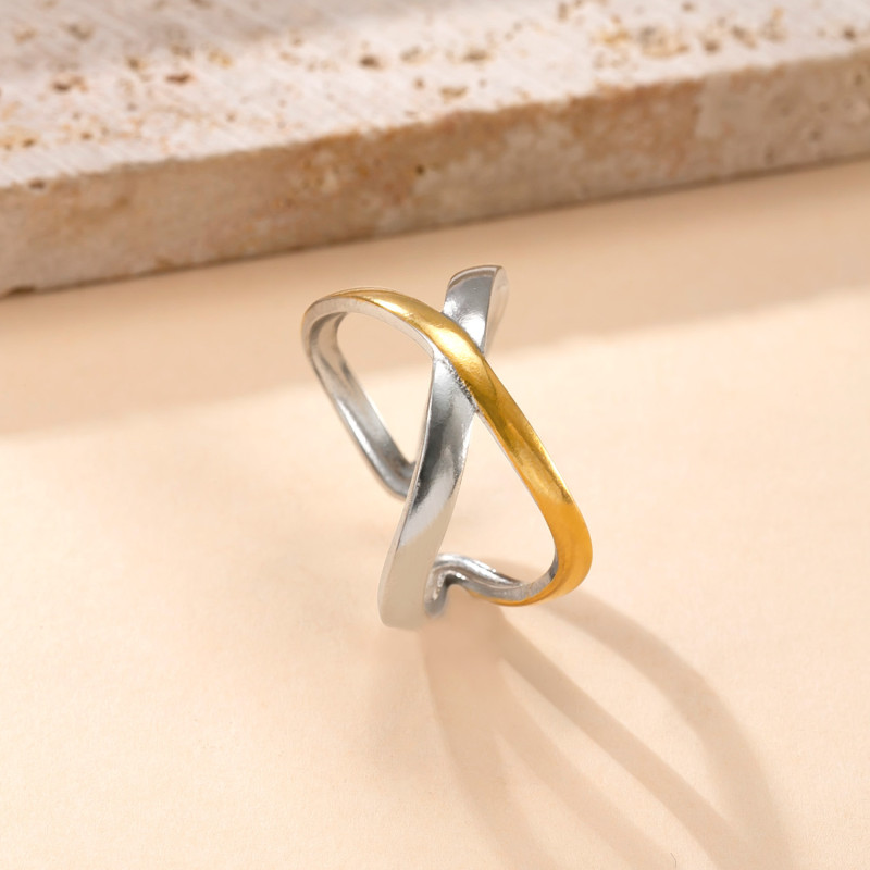 Cross-Border Amazon Stainless Steel Ring Hydraulic Gold Line Ring High-End Luxury Titanium Steel Jewelry Wholesale Factory