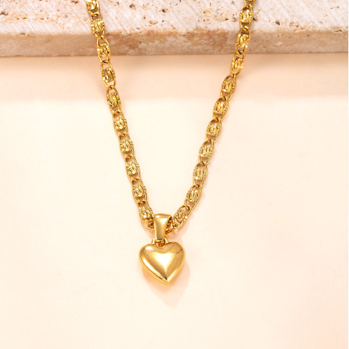 Single Pendant Cross-Border Hot-Selling Stainless Steel Necklace Light Luxury Niche Smooth Heart Titanium Steel Accessories DIY Jewelry Wholesale