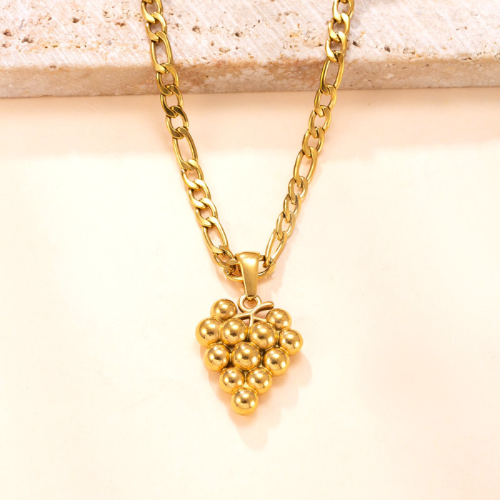 Single Pendant Cross-Border Stainless Steel Jewelry Casting Fruit Inlaid Diamond Necklace Accessories Design Sense DIY Titanium Steel Jewelry Factory