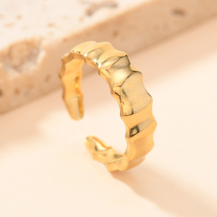 New Product Stainless Steel Ring Fashionable Personality Hydraulic Wave Ring Irregular Wrinkle Open Ring Jewelry