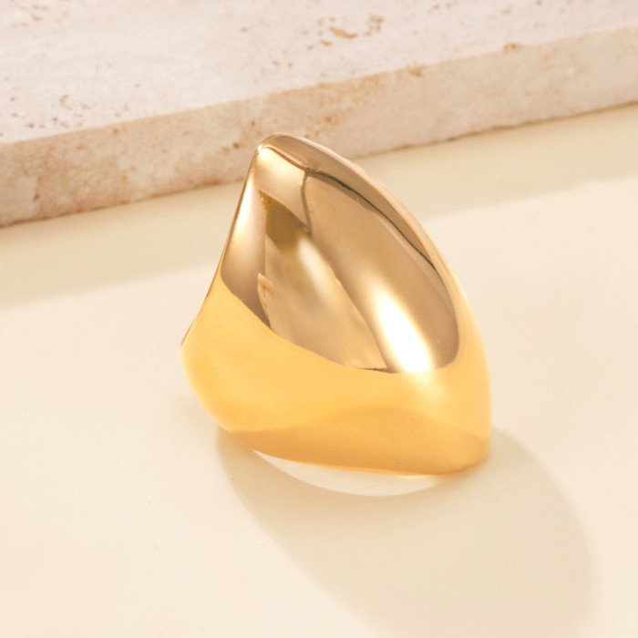 Fashion Stainless Steel Ring Casting Wide Version Smooth Arc-Shaped Ring Simple Exaggerated Titanium Steel Jewelry Wh...