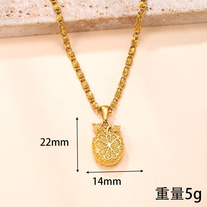 Single Pendant Cross-Border Stainless Steel Jewelry Casting Fruit Inlaid Diamond Necklace Accessories Design Sense DIY Titanium Steel Jewelry Factory