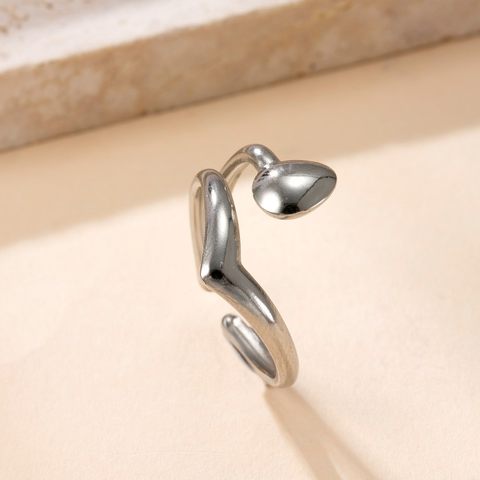 Fashion Stainless Steel Ring Hydraulic Irregular Line Open Ring Niche Design Titanium Steel Jewelry Manufacturer