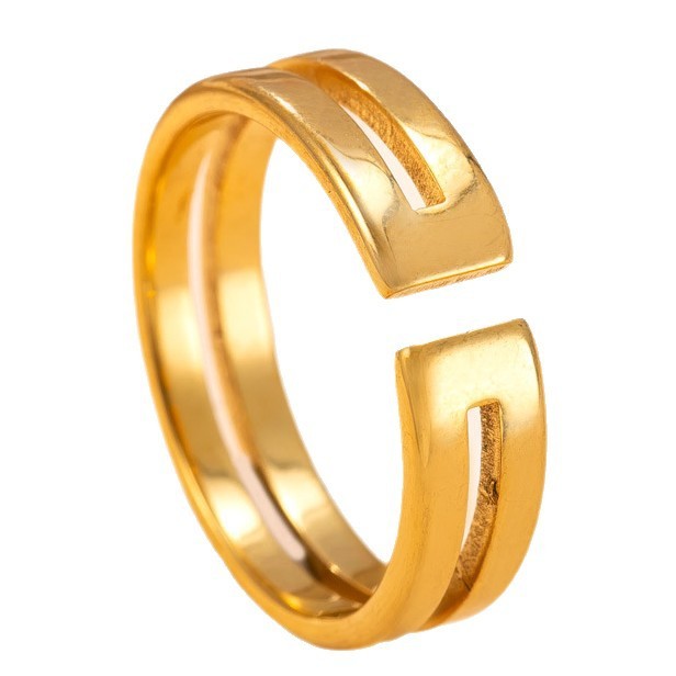 Hot Selling Stainless Steel Jewelry Cutting Geometric 18K Gold Plated Open Ring Korean Version Simple Stacking Ring F...