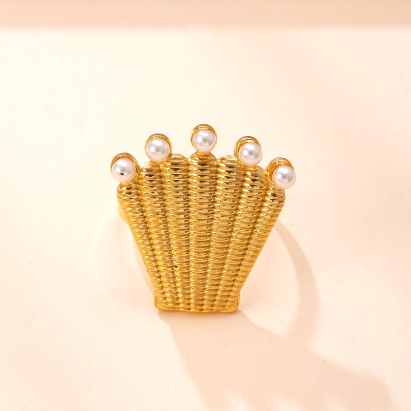 Cross-Border New Stainless Steel Jewelry Fashion Design Vacuum Electroplated Ring Hydraulic Shell Welding Brand Titanium Steel Ring