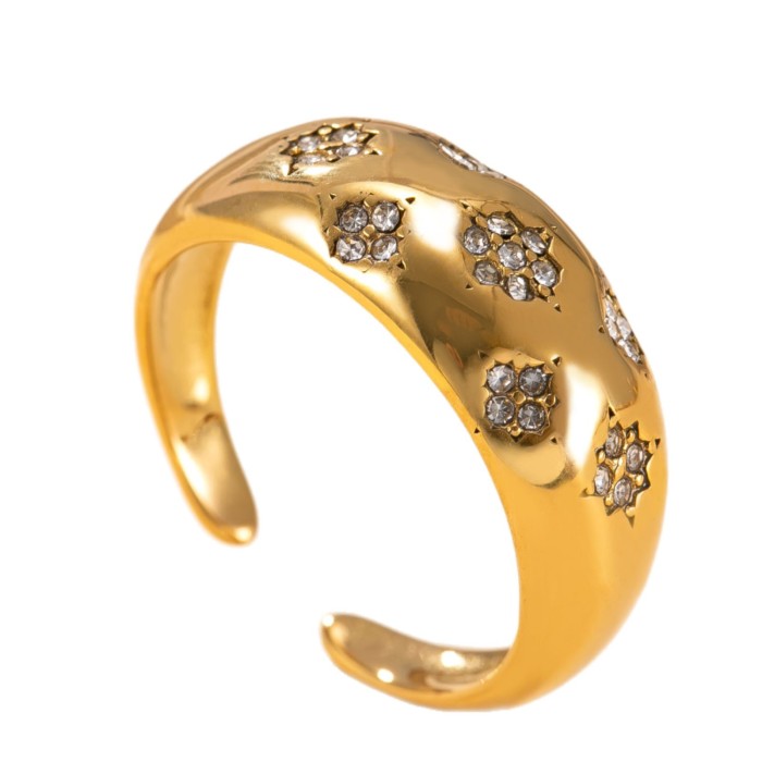 Stainless Steel Jewelry Light Luxury Design Sense Ring Casting Smooth Surface Stone-Inlaid Titanium Steel Ring Fact...