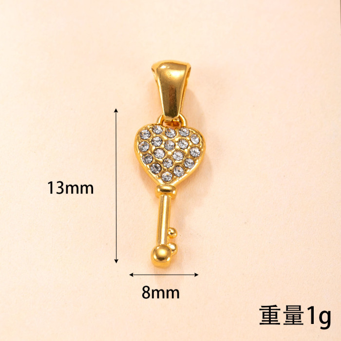 Single Pendant Hot Selling Cast Stone-Studded Stainless Steel Necklace Accessories Fashionable Elegant DIY Titanium...