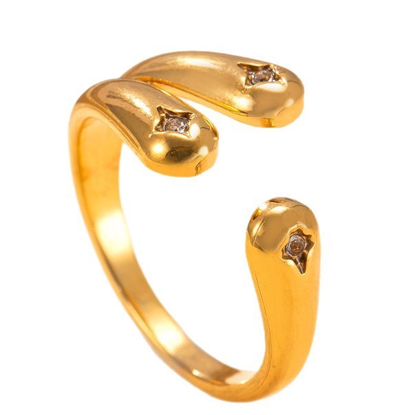 Hot-Selling Stainless Steel Ring Casting Cross Stone-Inlaid Open Ring for Women Creative Fashion Titanium Steel Jew...