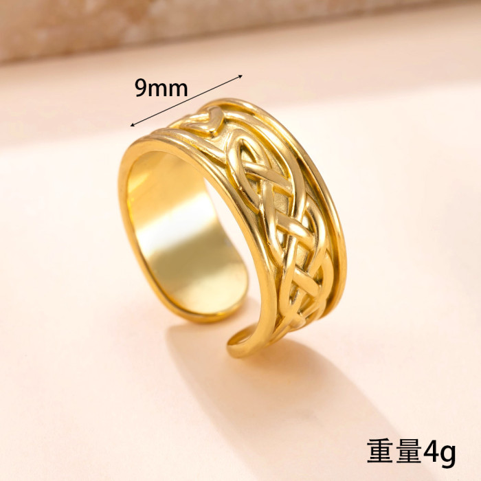 Hot-selling Titanium Steel Jewelry Casting Cross Line Open Ring for Women Non-fading High-end Stainless Steel Ring Fa...