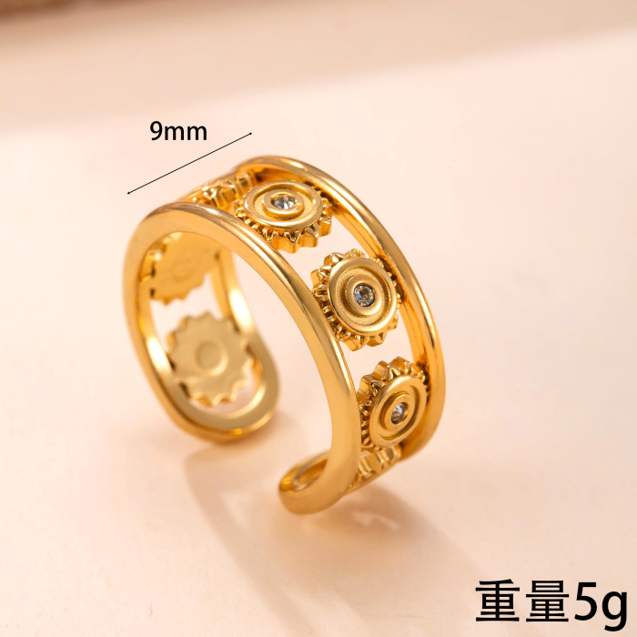 New Stainless Steel Ring Casting Hollow Cross Open Ring Light Luxury French Retro Titanium Steel Jewelry
