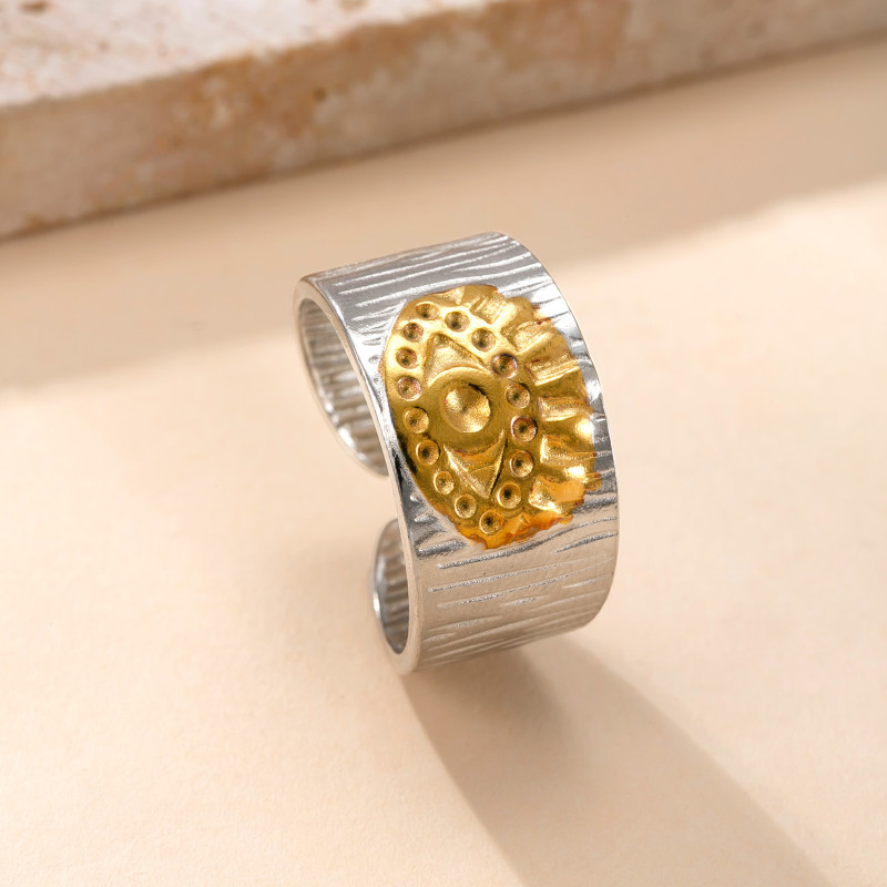 Cross-Border Hot Selling Stainless Steel Ring Fashionable Personality Adjustable Open Ring Hydraulic Gold Titanium Steel Jewelry Manufacturer